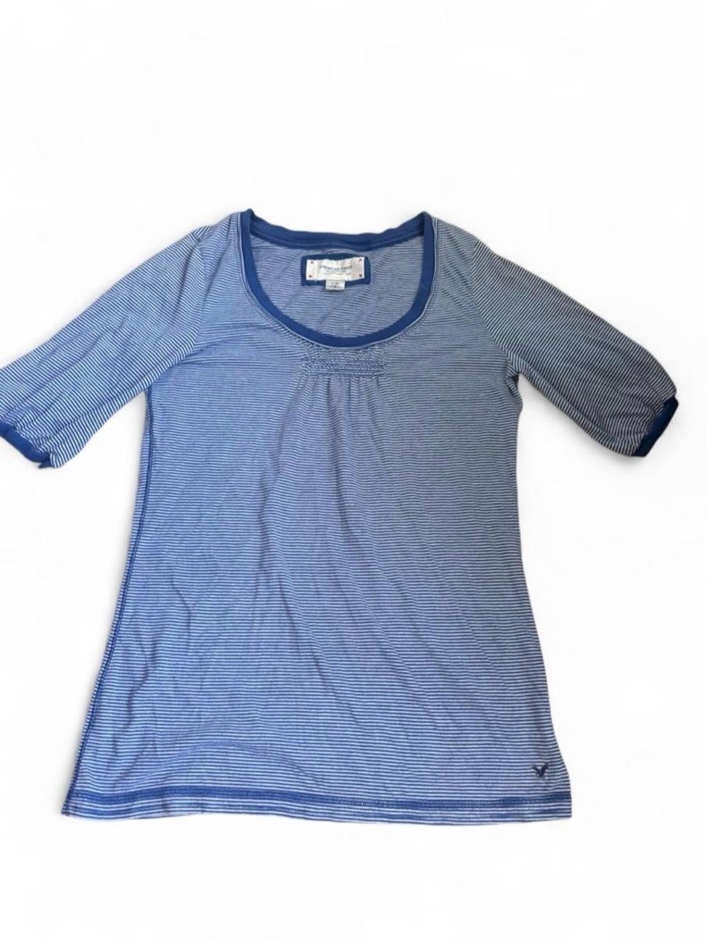 American Eagle Light Blue Striped Tee
